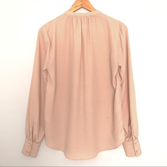 Polka Dot Cuff Long Sleeves Button Crepe Blouse Shirt Top in Light Pink (US 8) - Picture 4 of 5